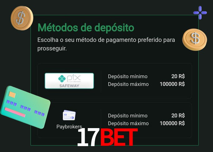 O cassino 17Bet oferece uma grande variedade de métodos de pagamento